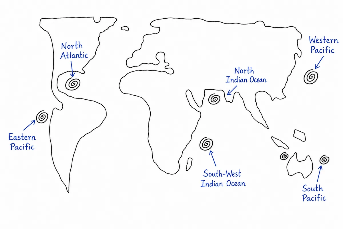 World Distribution of Tropical Cyclones